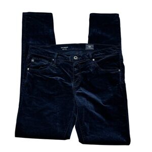 AG Adriano Goldschmied The Legging Super Skinny Navy Velvet Pants -‎ size 31R